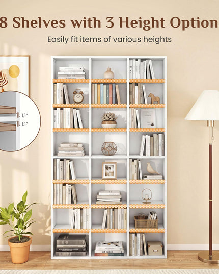 Giantex 70" Tall White Bookshelf with 24 Open Cube & 18 Adjustable Display Storage Shelves