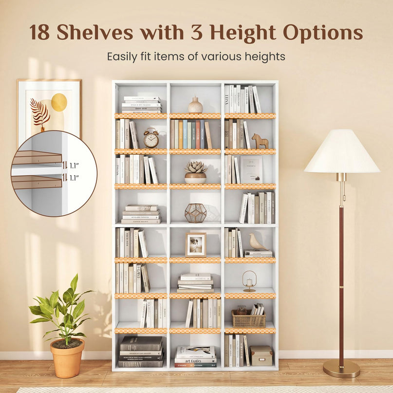Giantex 70" Tall White Bookshelf with 24 Open Cube & 18 Adjustable Display Storage Shelves