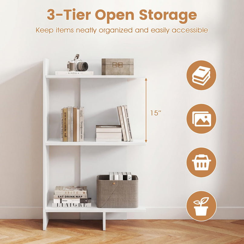 Étagère de rangement ouverte en bois à 3 niveaux Giantex avec kit anti-basculement