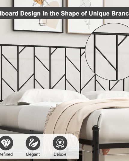 Giantex Metal Bed Frame with Victorian Style Headboard