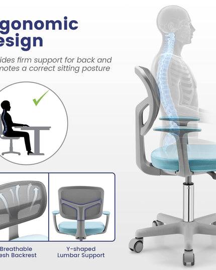 Giantex Ergonomic Home Office Chair, Mesh Low Back Desk Chair, Swivel Computer Chair with Y-Shaped Lumbar Support & Comfy Armrest
