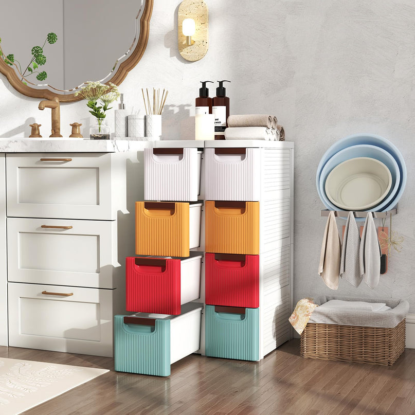 Giantex 4 Drawers Storage Cart Narrow Plastic Dresser