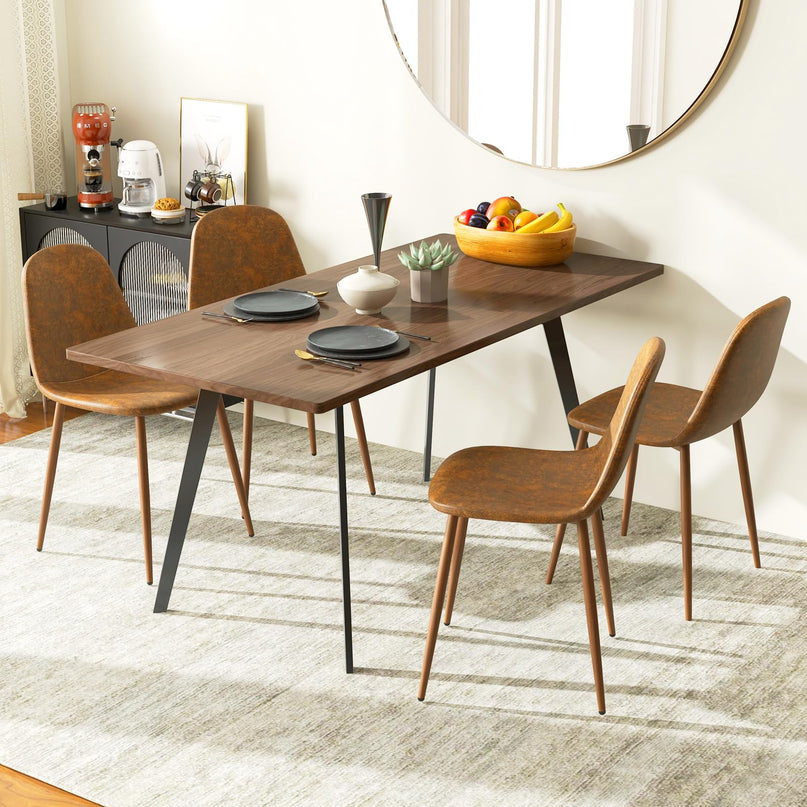 Giantex Upholstered Dining Chairs Set of 4 | Mid-Century Modern Leisure Armless Chairs