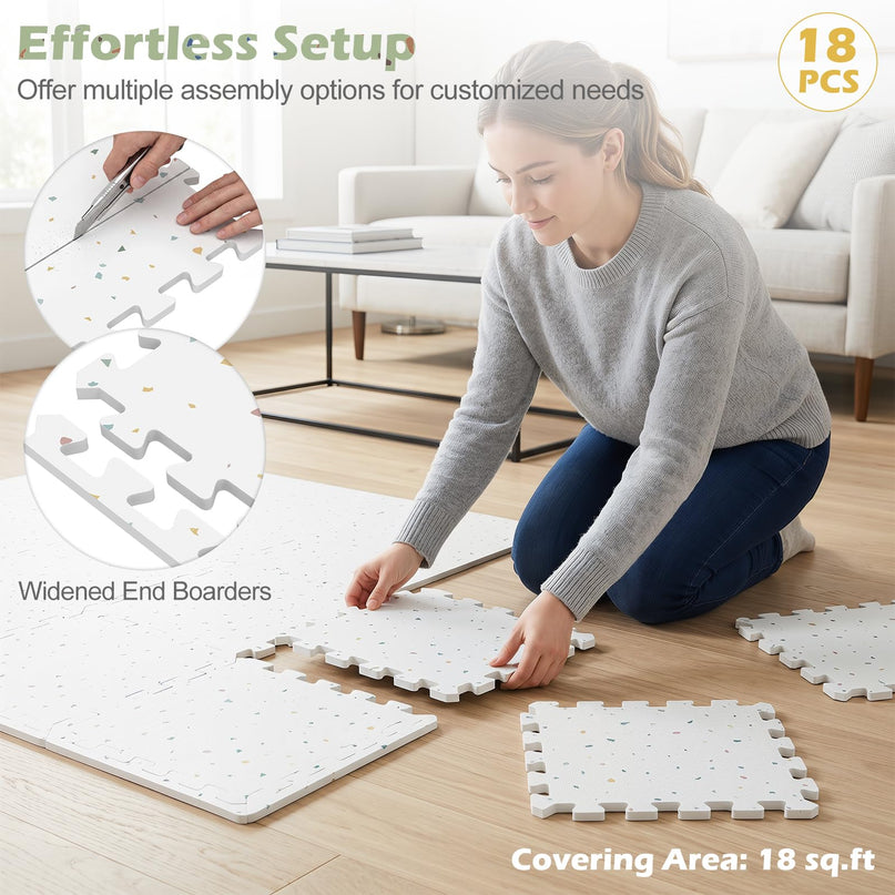Giantex 0.4" Thick Non-Slip Interlocking EVA Foam Floor Tiles with Borders