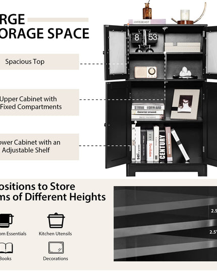 Giantex Storage Cabinet with Doors - Bathroom Floor Cabinet, Freestanding Tall Cabinet