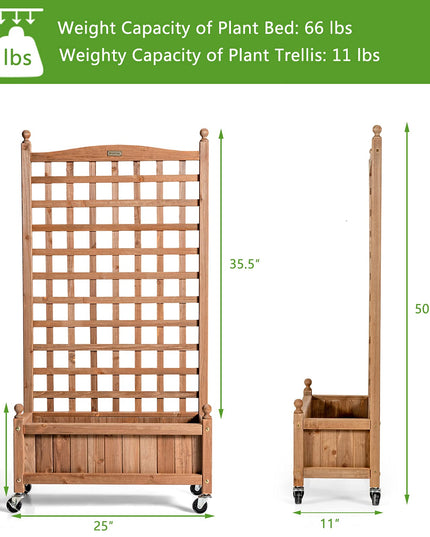 Giantex Mobile Plant Raised Bed with Lattice Trellis and Wheels