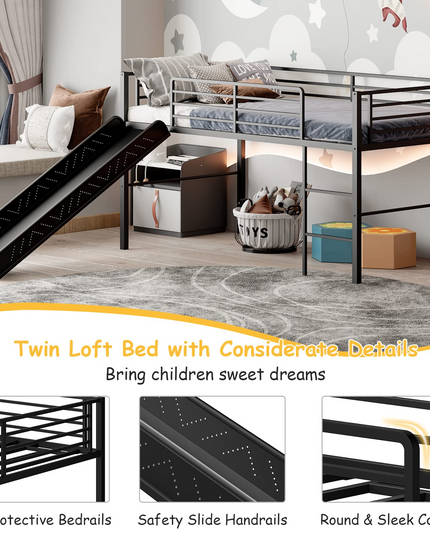 Giantex Twin Loft Bed with Slide