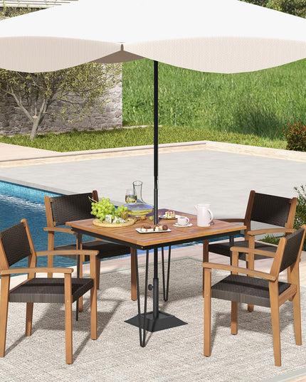Giantex Stackable Outdoor Wicker Dining Chair Set, Rattan Armchairs w/Acacia Wood Frame