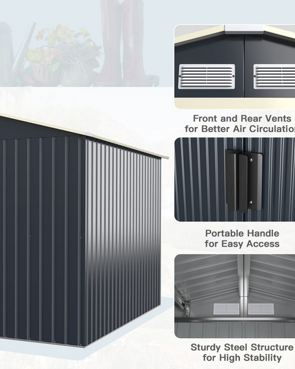 Outdoor Storage Shed with Double Sliding Door