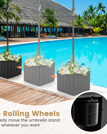 Giantex 88 lbs Umbrella Base with Fillable Planter with 4 Rollers