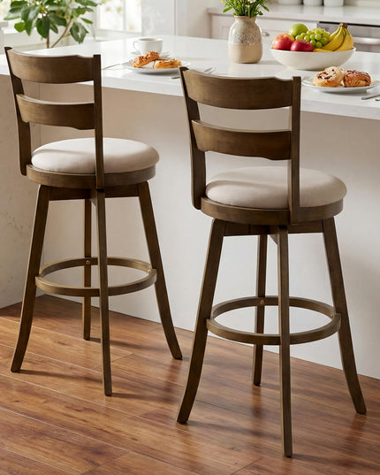 Giantex Tabourets de bar pivotants lot de 2 ou 4 | Tabourets hauteur bar de 77,5 cm avec assise en tissu rembourré