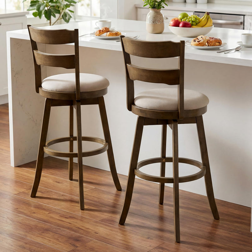 Giantex Tabourets de bar pivotants lot de 2 ou 4 | Tabourets hauteur bar de 77,5 cm avec assise en tissu rembourré