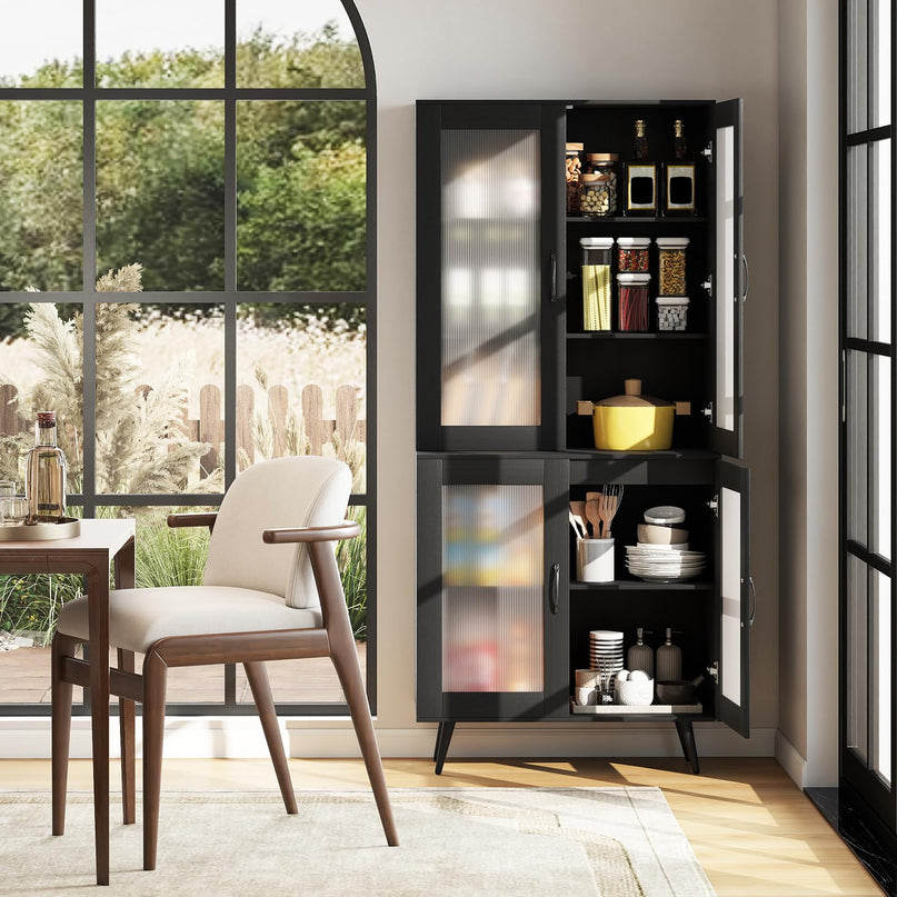 Giantex Kitchen Pantry Cabine with 4 Transparent Doors
