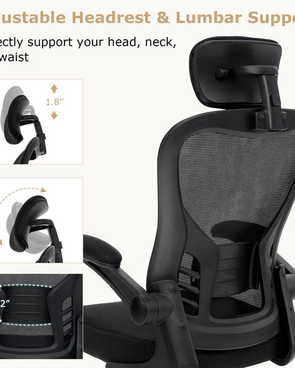 Giantex Ergonomic Mesh Office Chair, Home Office Desk Chair with Adjustable Headrest and Lumbar Support