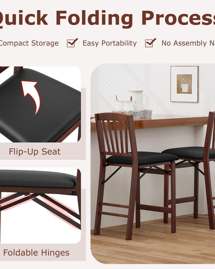 Giantex Folding Bar Stools Set, 24.5" Counter Height Bar Dining Chairs with Back