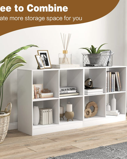 Giantex 4-Cube Bookcase - 2-Tier Bookshelf Open Back