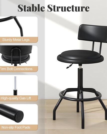 Giantex Swivel Bar Stools Set of 1/2/3/4, 24.5"-29" Height Adjustable Counter Height Chairs w/Back