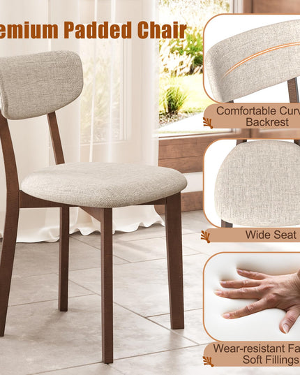 Giantex 5-Piece Dining Table Set for 4, Kitchen Table Set with 48” Dinner Table, Padded Seat, Rubber Wood Legs