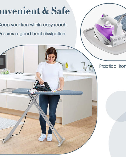 Giantex Ironing Board with Iron Rest, Carbon Steel Iron Board with 4 Layer Heat Resistant Cover & Pad
