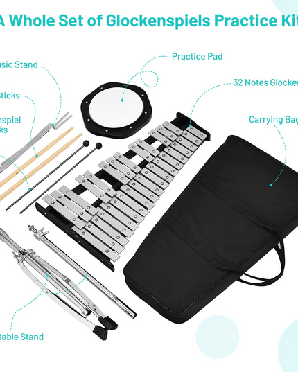 32 Note Percussion Glockenspiel Bell Kit
