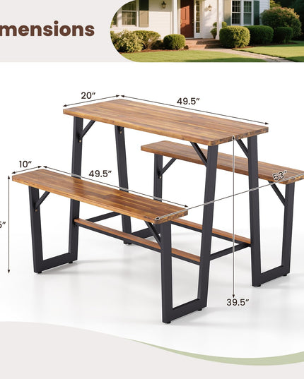 Giantex 4.5FT Picnic Table Bench Set for 4 for Porch Patio Lawn Garden