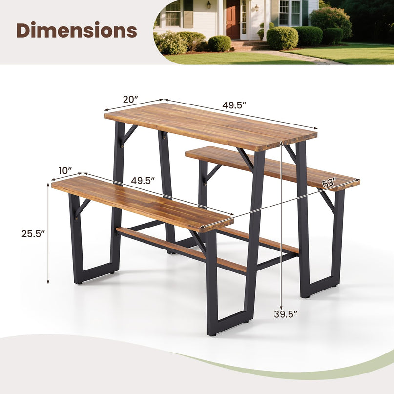Giantex 4.5FT Picnic Table Bench Set for 4 for Porch Patio Lawn Garden