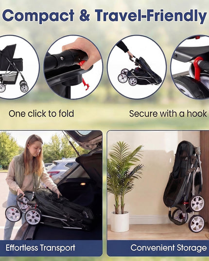 Giantex Foldable Pet Stroller for Small Dogs & Cats