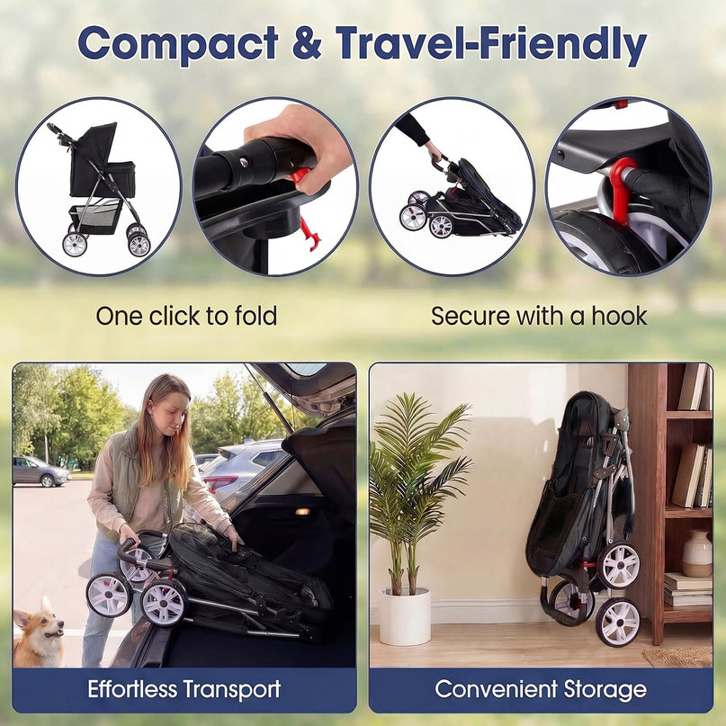 Giantex Foldable Pet Stroller for Small Dogs & Cats