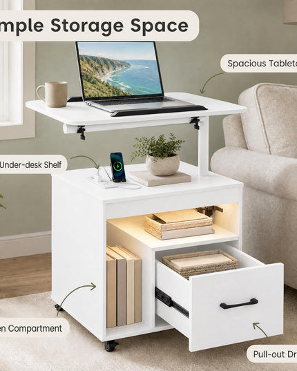GIANTEX Rolling LED Nightstand with Charging Station (1/2)