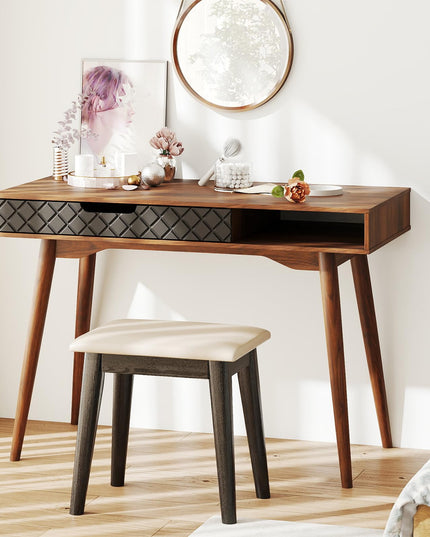 Bureau d'ordinateur vintage moderne du milieu du siècle Giantex de 42,5 pouces