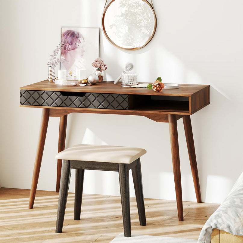 Bureau d'ordinateur vintage moderne du milieu du siècle Giantex de 42,5 pouces