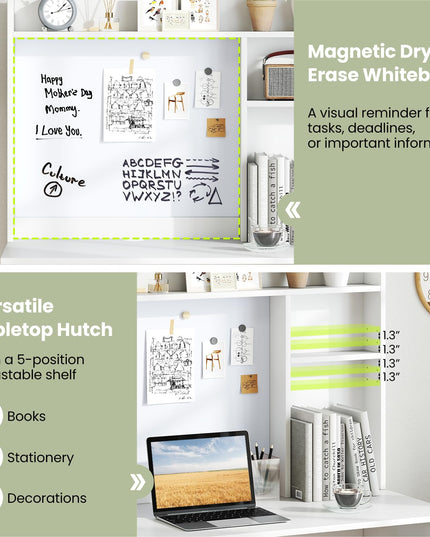 Giantex White Computer Desk with Hutch