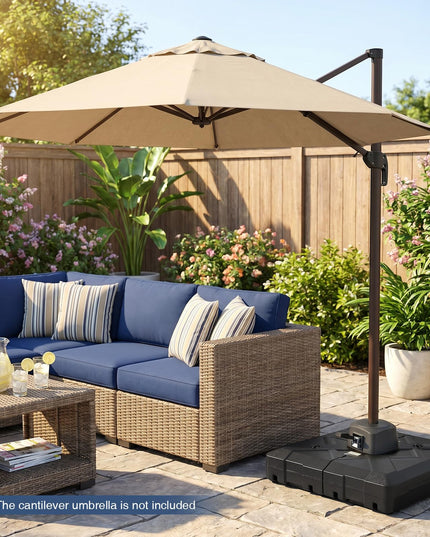 Giantex Rolling Cantilever Umbrella Base | 348 lbs Fillable Offset Patio Umbrella Holder