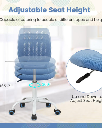 Giantex Kids Desk Chair, Children Armless Study Chair with Adjustable Height, for Girls Boys Teens
