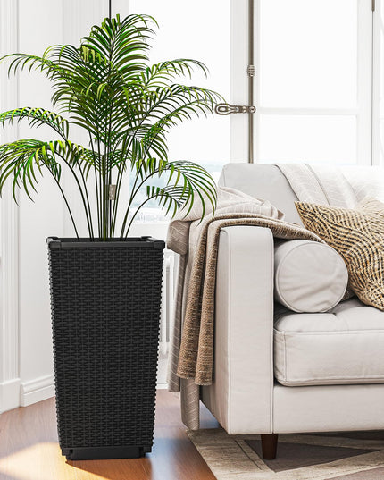 Giantex Tall Planters Set of 2 24”H Tapered Rattan Planter