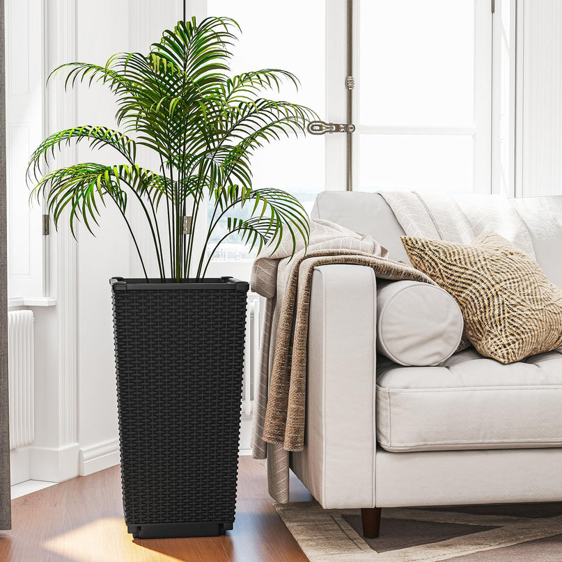 Giantex Tall Planters Set of 2 24”H Tapered Rattan Planter