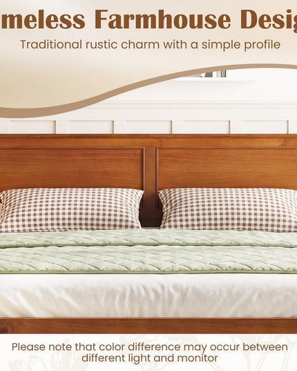 Giantex Mid-Century Modern Wood Queen/Full/Twin Size Bed Frame with Headboard