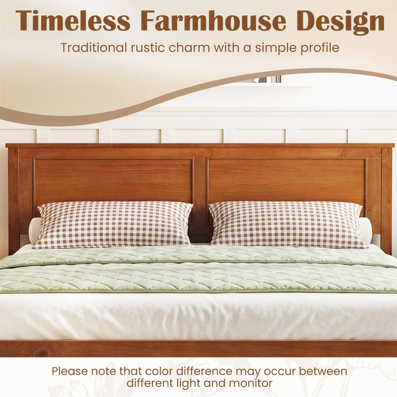 Giantex Mid-Century Modern Wood Queen/Full/Twin Size Bed Frame with Headboard