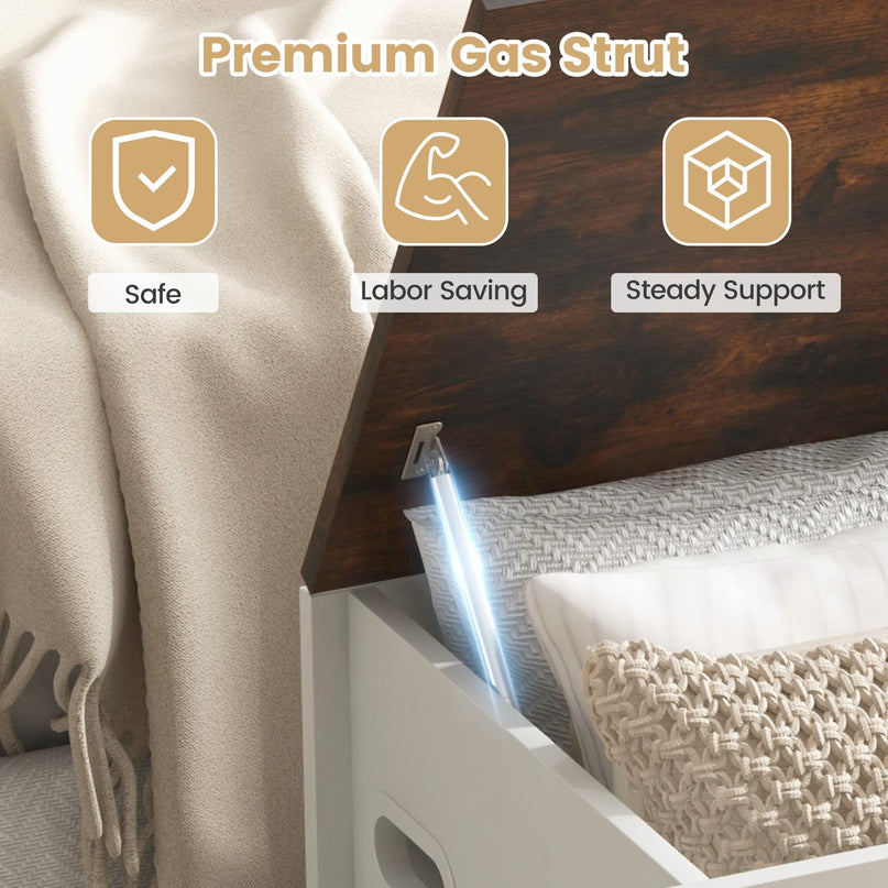 Giantex Flip-top Storage Chest, Lift Top Storage Bench w/Pneumatic Rod & Safety Hinges