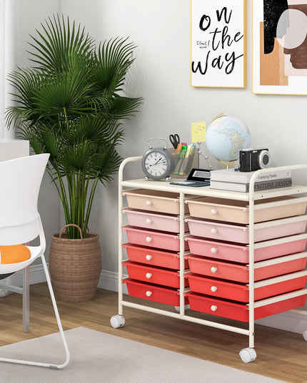 12 Drawers Rolling Cart for Office School Supplies - 25” x 15” x 24.5”