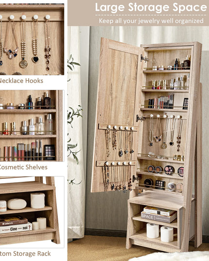 CHARMAID Large Jewelry Armoire Cabinet with Full Length Mirror