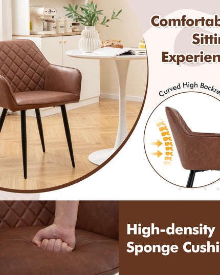 Giantex Mid Century Modern Dining Chairs Set of 2/4, Upholstered Accent Chairs w/Curved Backrest, Wide Seat & Armrests