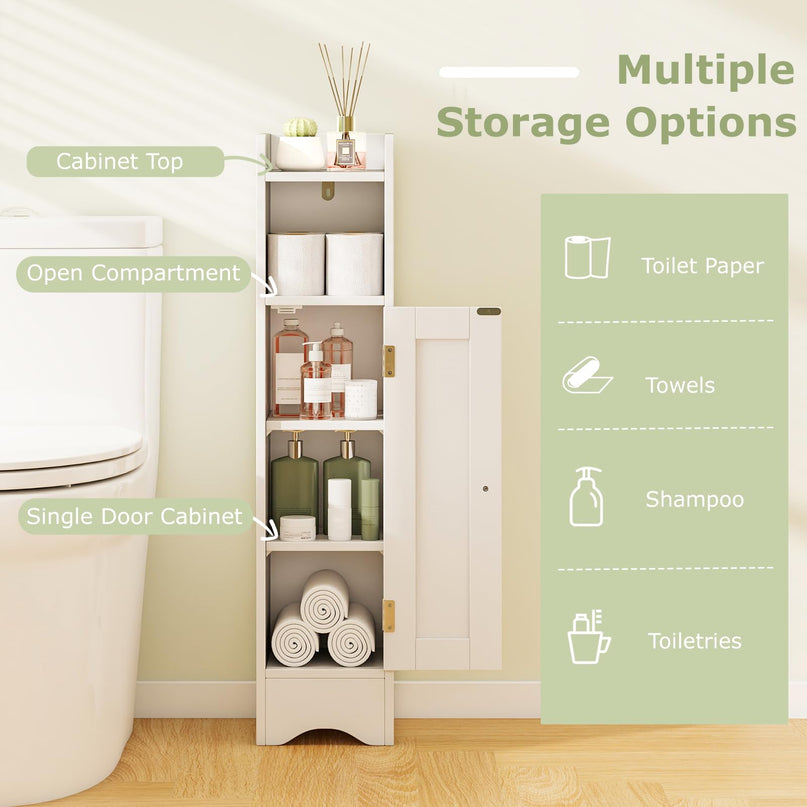 Giantex Small Bathroom Storage Cabinet with Door & Adjustable Shelves