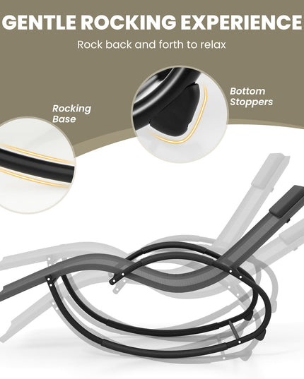 Giantex Outdoor Rocking Lounge Chair, Zero Gravity Rocking Chair with Removable Headrest, Breathable Backrest & Seat