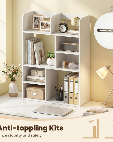 Giantex 3-Tier Desktop Bookshelf with 8 Open Storage Cubes for Computer Desk