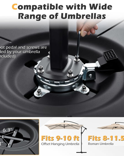 Giantex Fillable Cantilever Umbrella Base 220 LBS Weighted Offset Patio Umbrella Stand