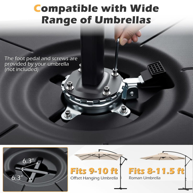 Giantex Fillable Cantilever Umbrella Base 220 LBS Weighted Offset Patio Umbrella Stand