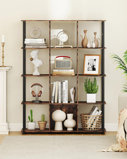 Giantex 12 Cube Bookcase 5 Tier Industrial Bookshelf
