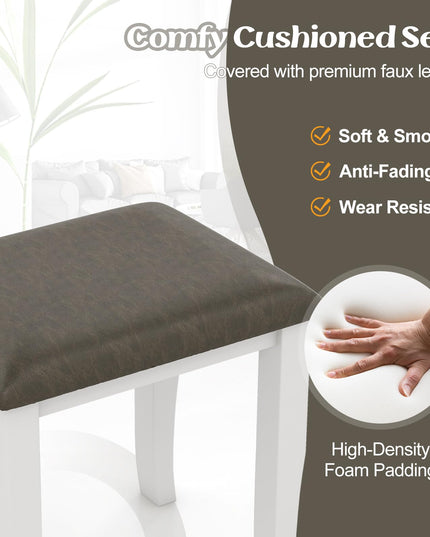 CHARMAID Vanity Stools 2 Pack - Ottoman Foot Stool Set of 2