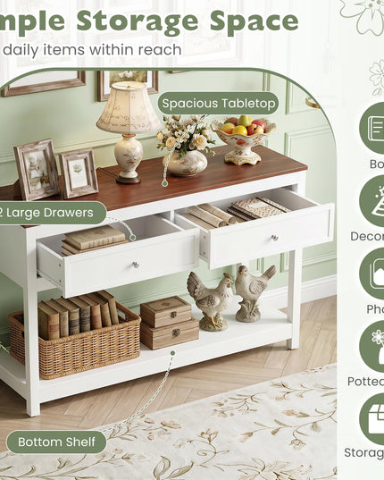 Giantex Farmhouse Console Table with 2 Drawers for Living Room
